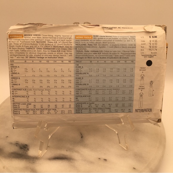 BUTTERICK Sewing Pattern #4003 - Cocktail/Evening Dress - Picture 3 of 3